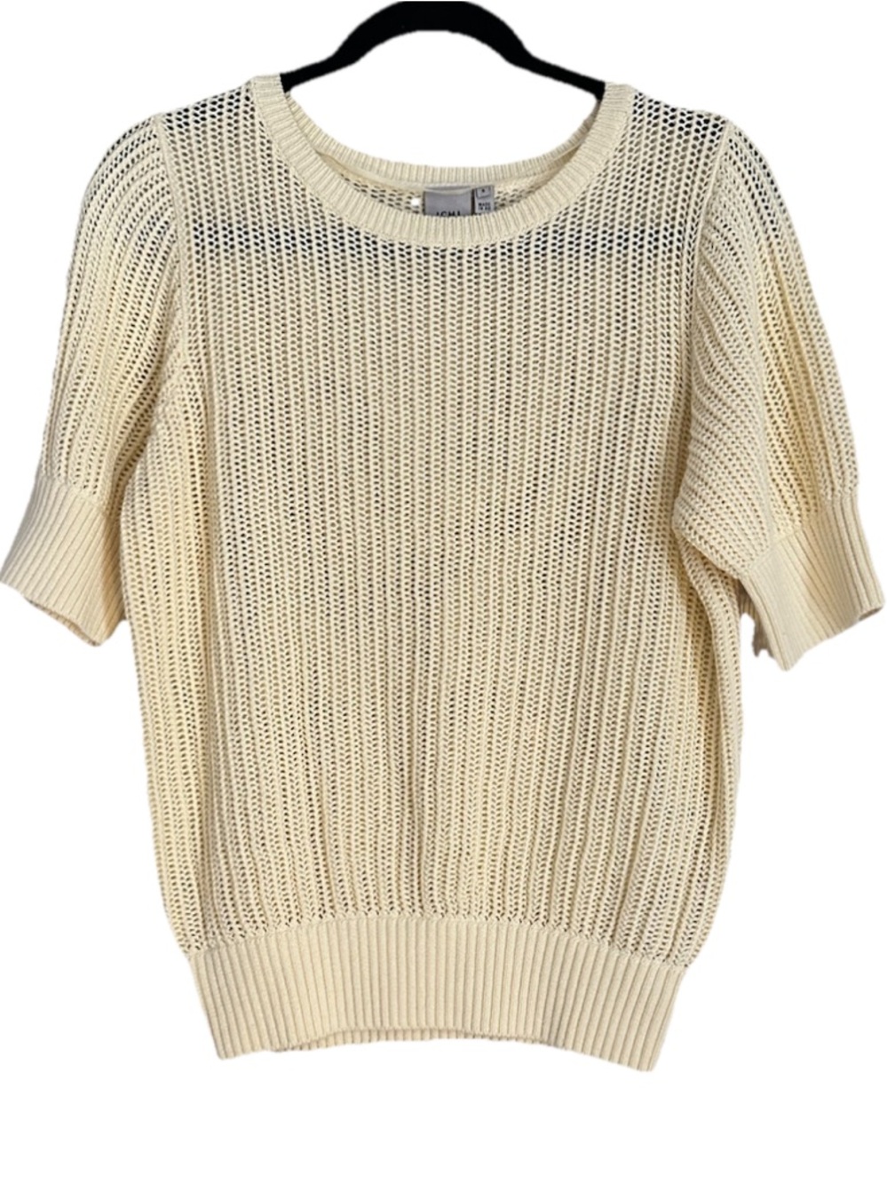 ICHI Light yellow Short-Sleeve Knit Sweater